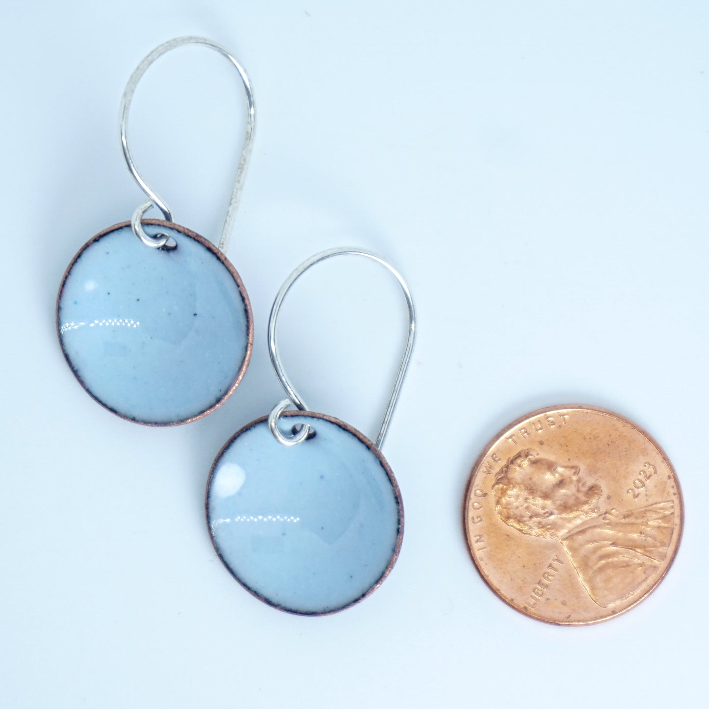 Pale Blue Enamel Disc Earrings