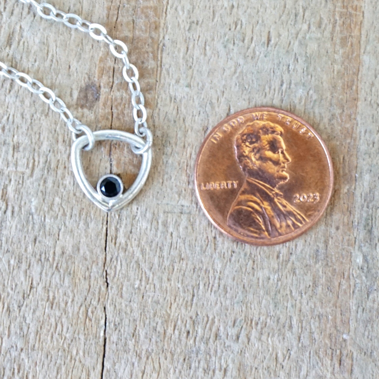 Sterling Silver Triangle Layering Necklace with Black Spinel