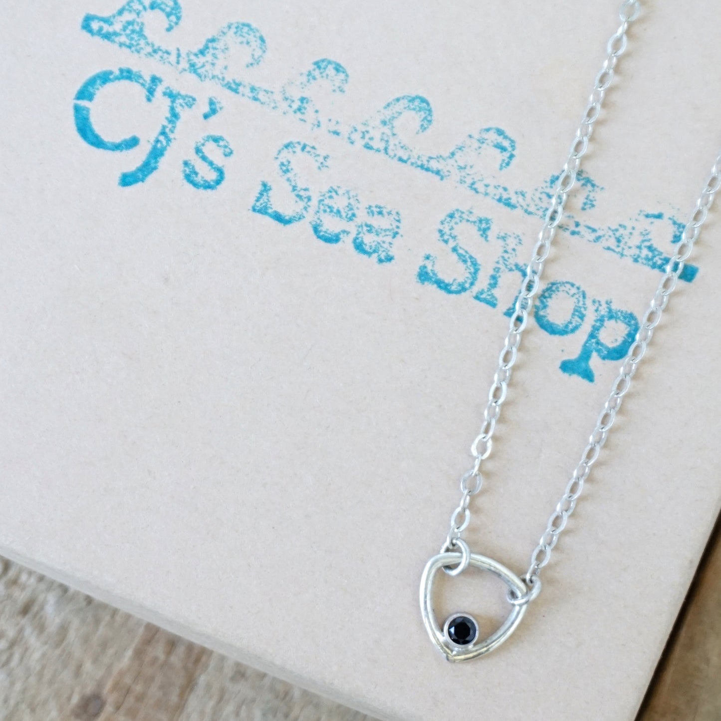 Sterling Silver Triangle Layering Necklace with Black Spinel