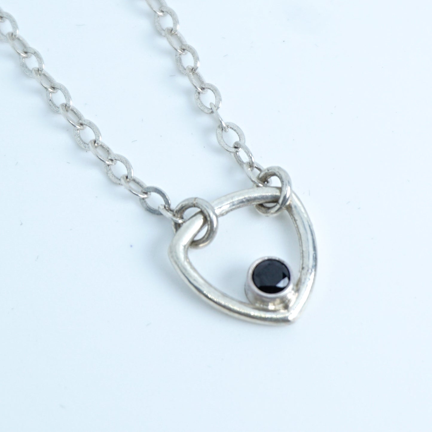 Sterling Silver Triangle Layering Necklace with Black Spinel