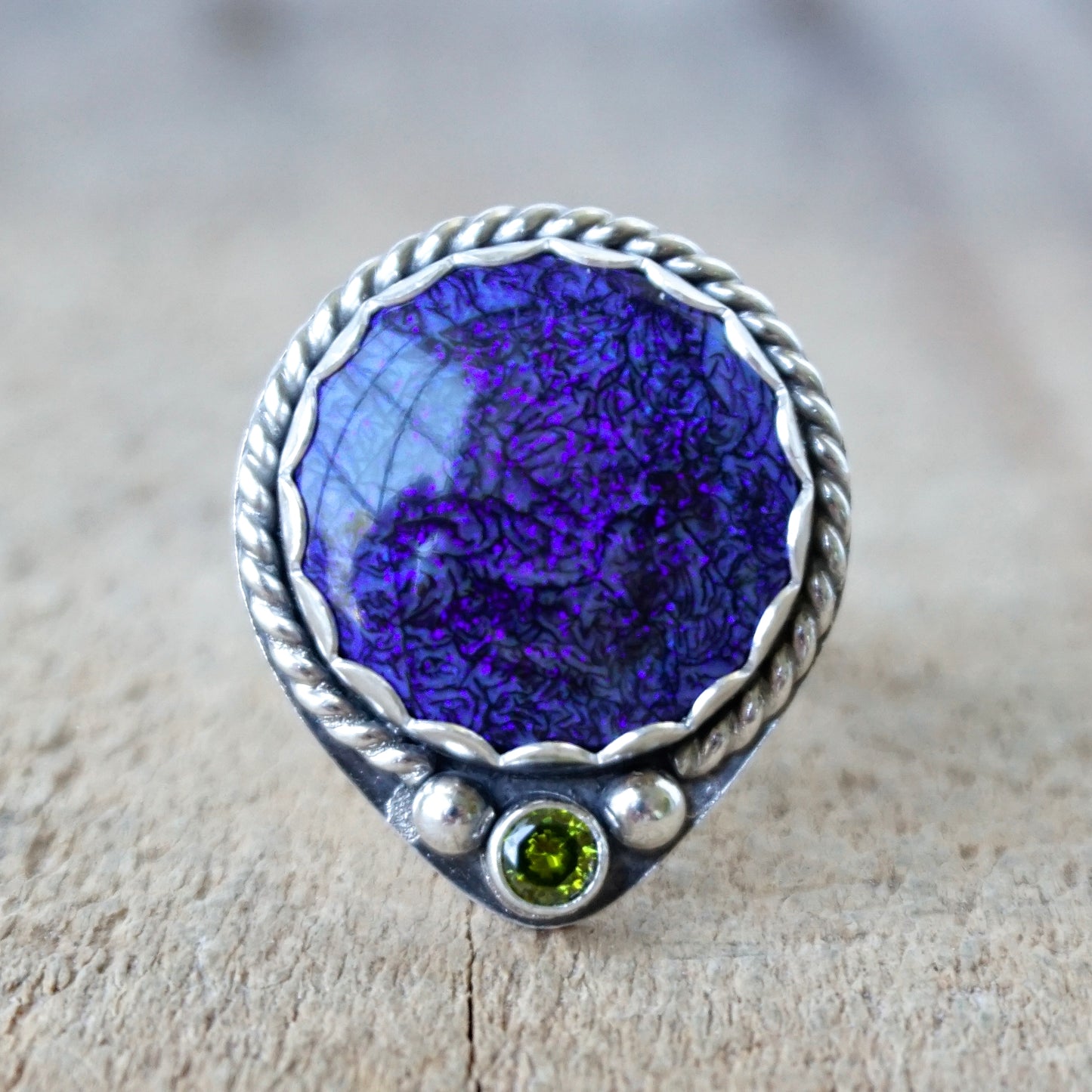 Size 9 Cobalt Blue Monarch Opal Statement Ring
