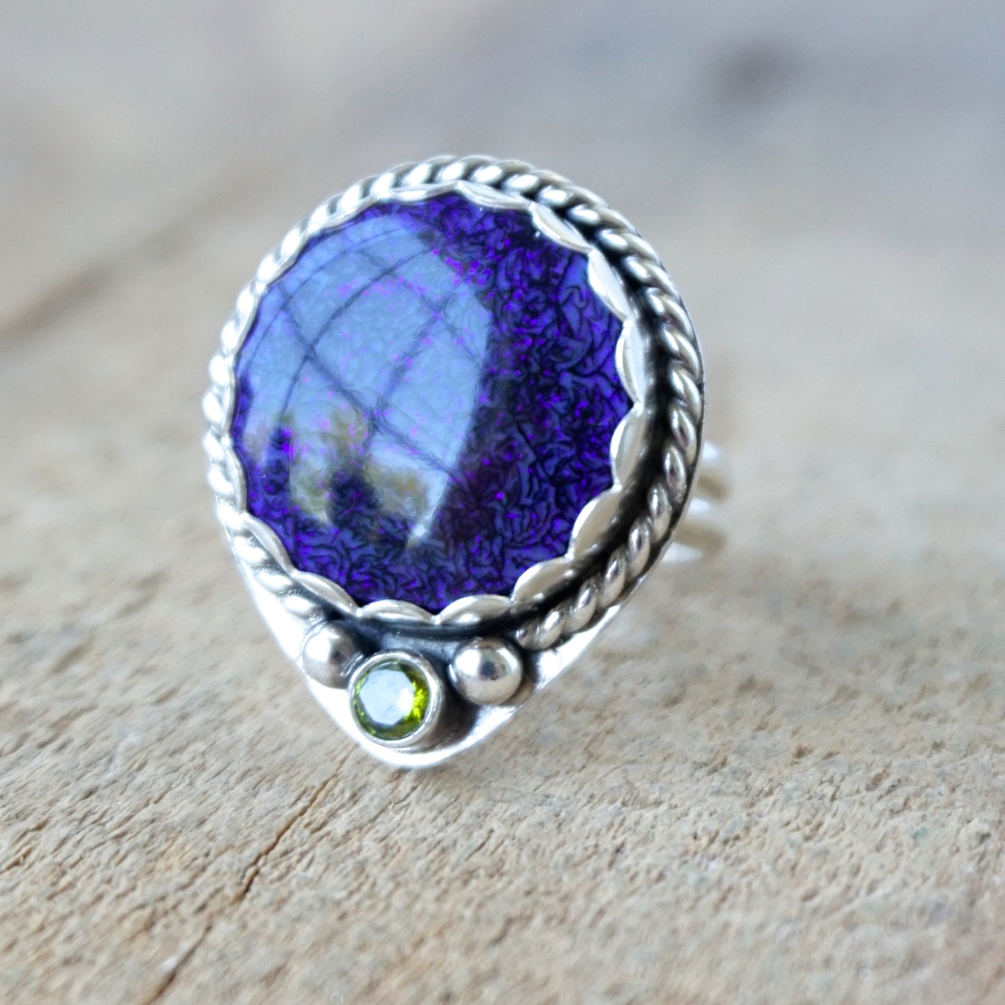 Size 9 Cobalt Blue Monarch Opal Statement Ring