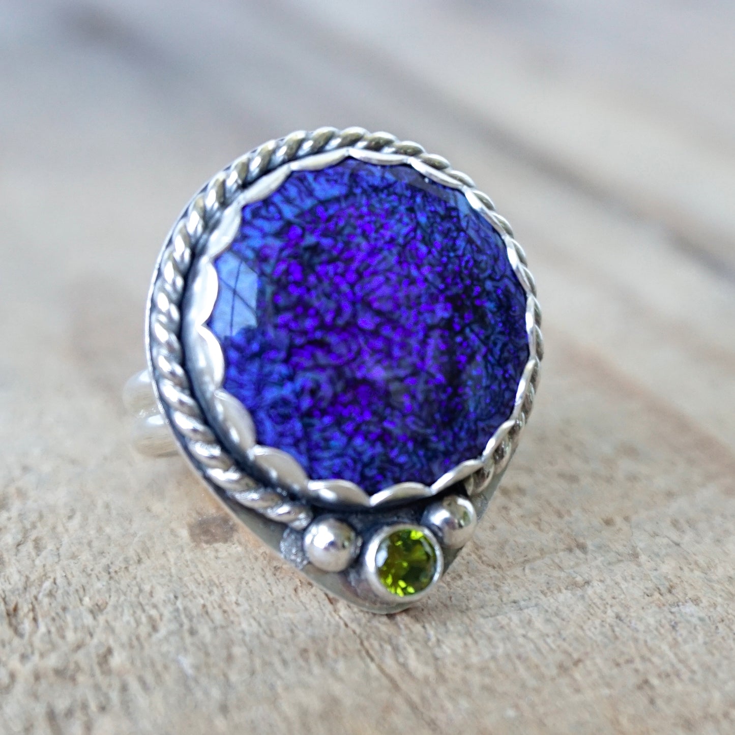 Size 9 Cobalt Blue Monarch Opal Statement Ring