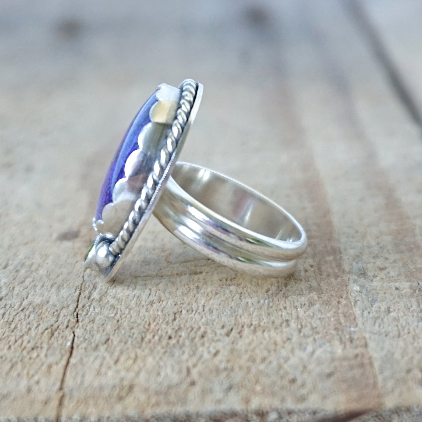 Size 9 Cobalt Blue Monarch Opal Statement Ring
