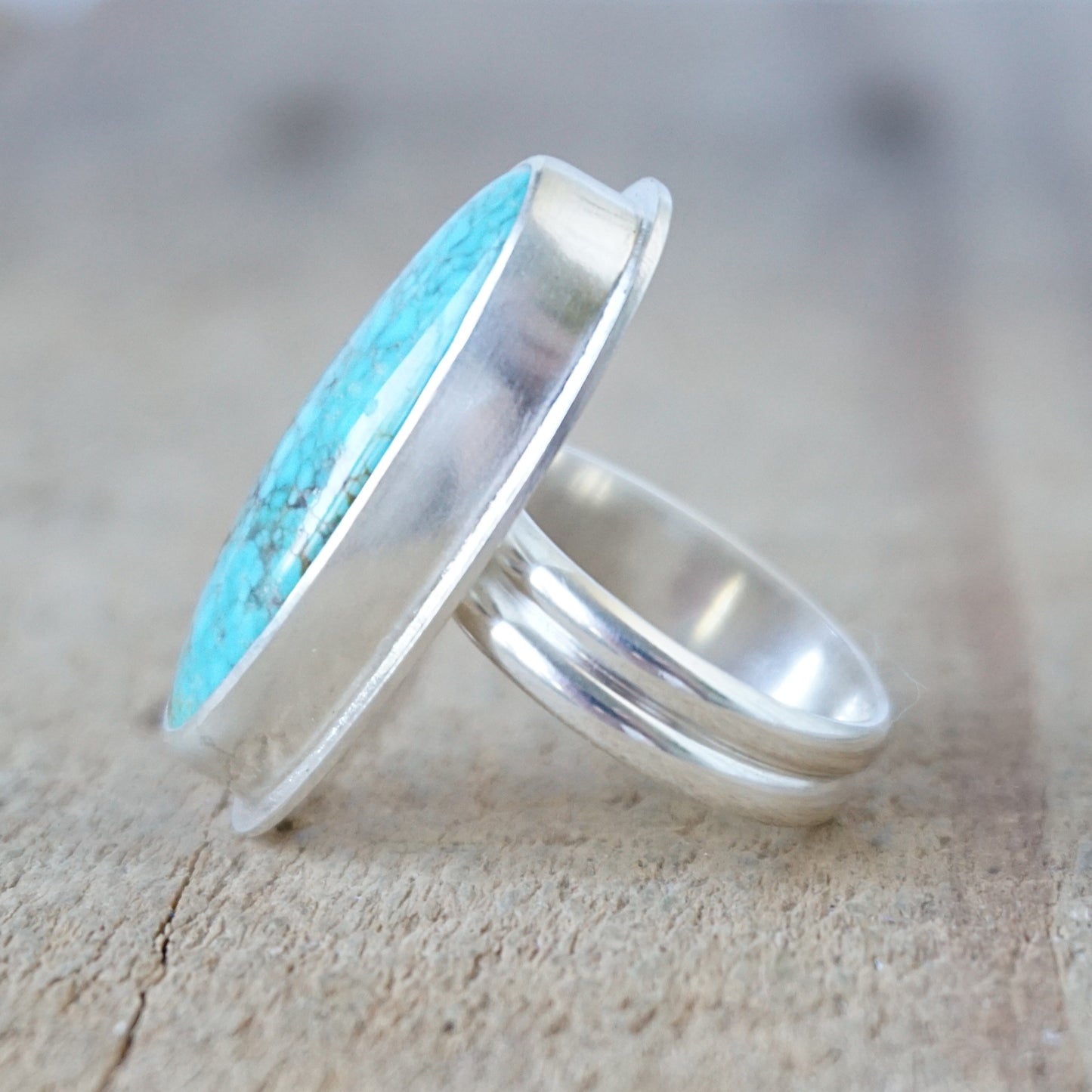 Size 8 Number 8 Turquoise Statement Ring