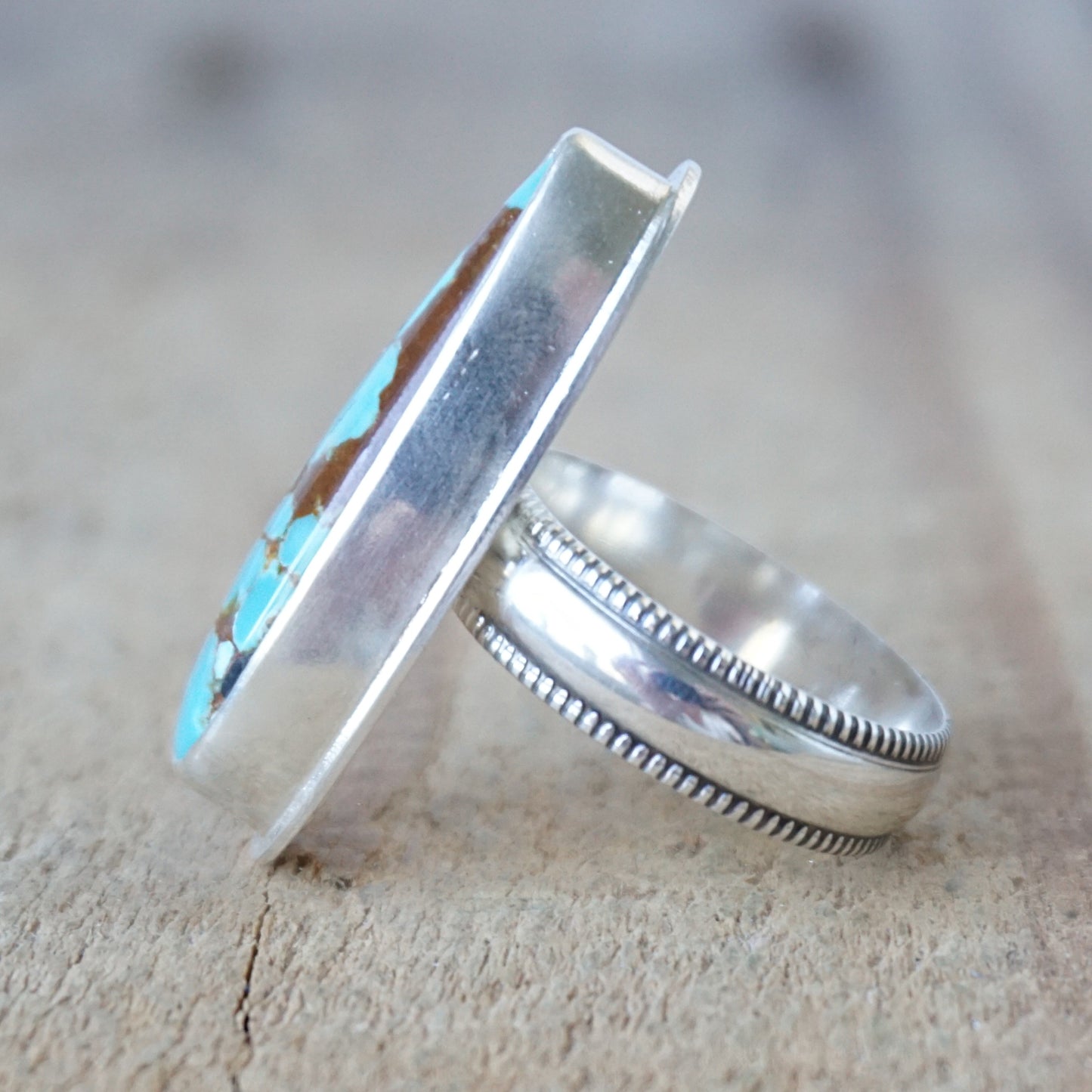 Size 9 1/2 Number 8 Turquoise Statement Ring