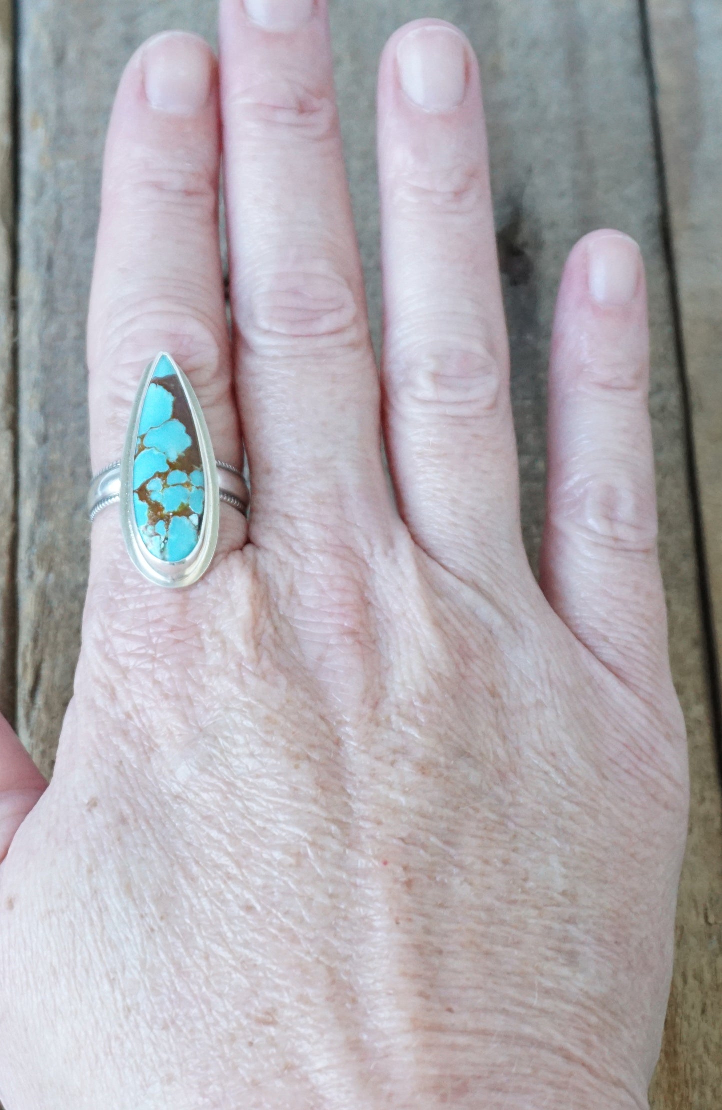 Size 9 1/2 Number 8 Turquoise Statement Ring