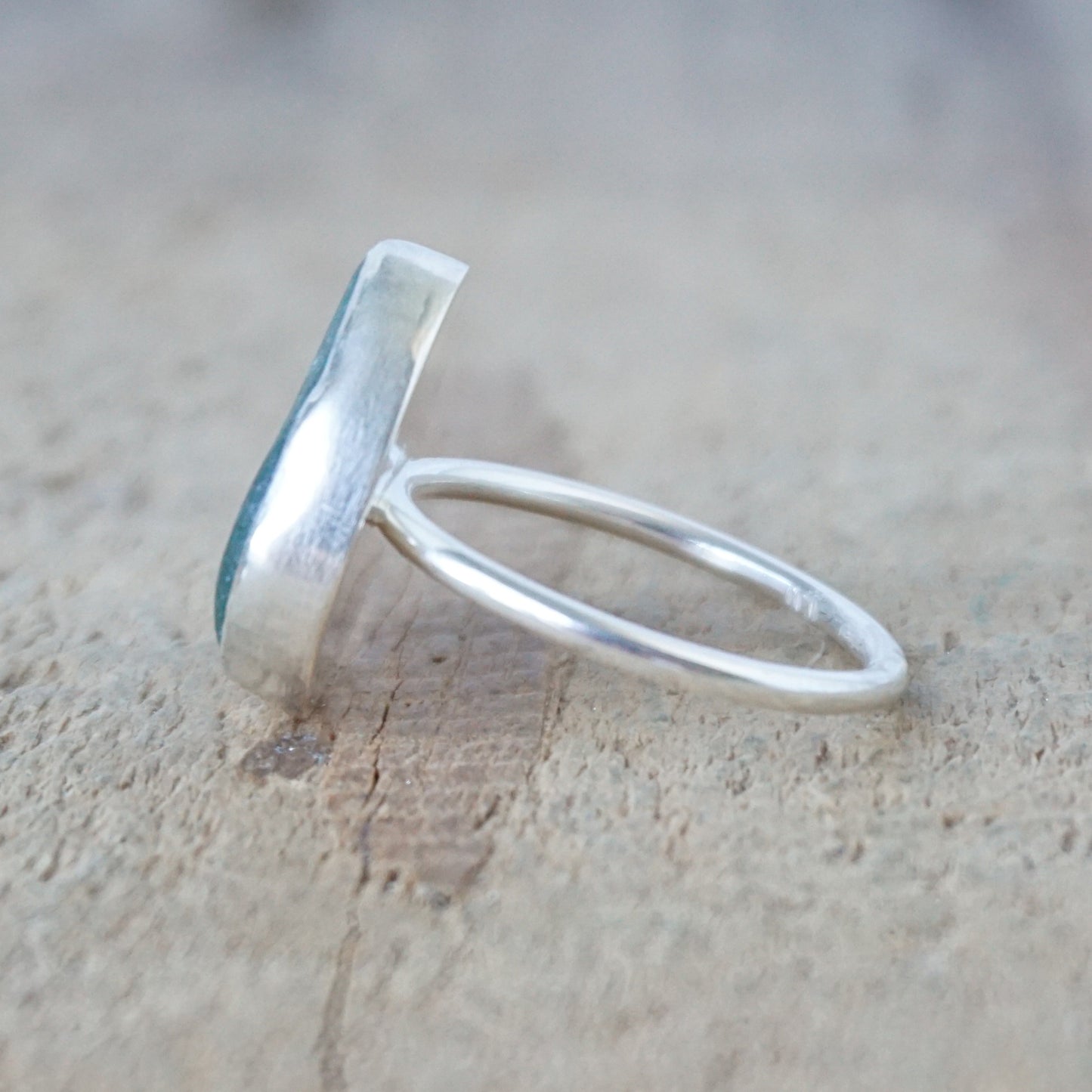 Size 7 1/2 Dark Green Sea Glass Stacking Ring