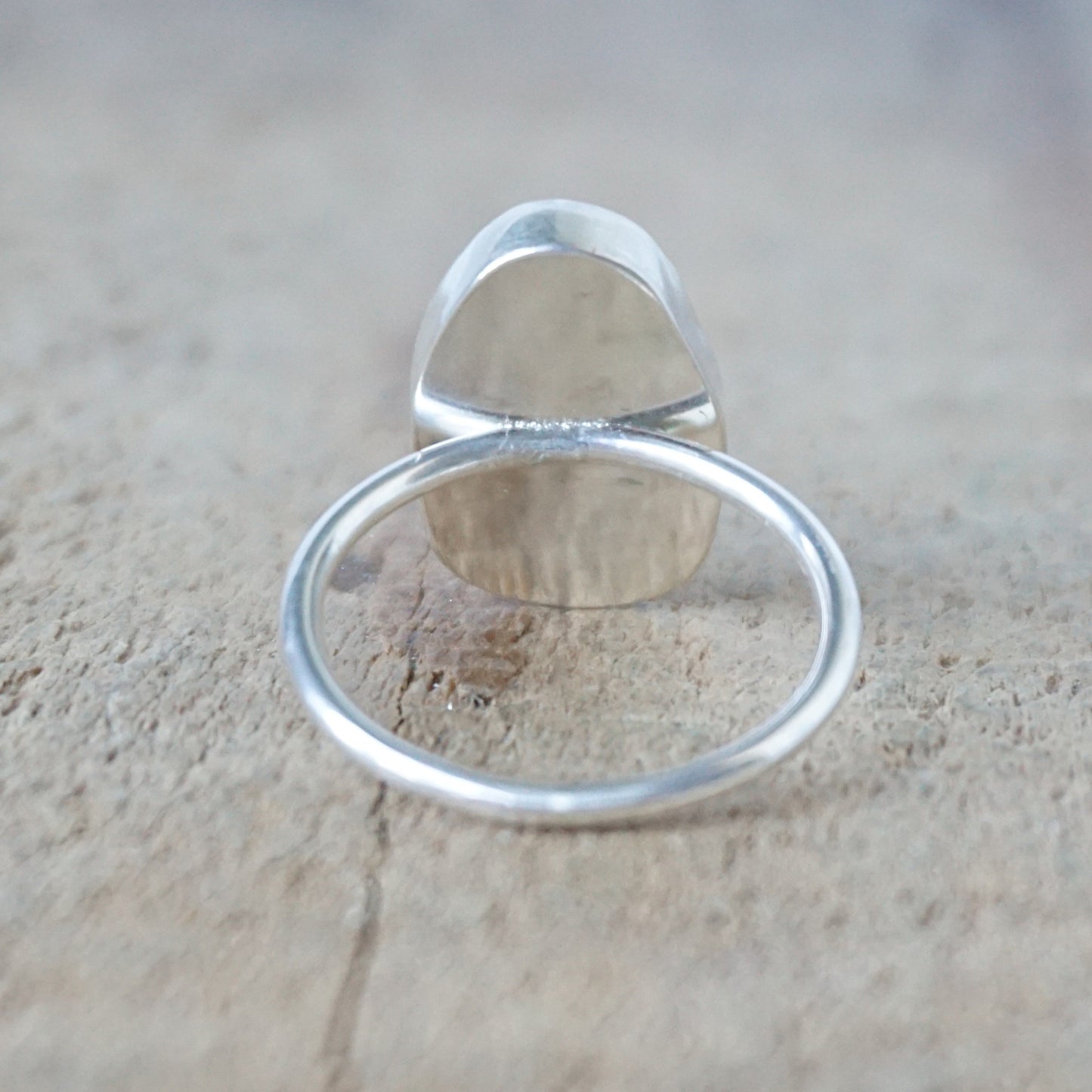 Size 7 1/2 Teal Blue Green Sea Glass Stacking Ring