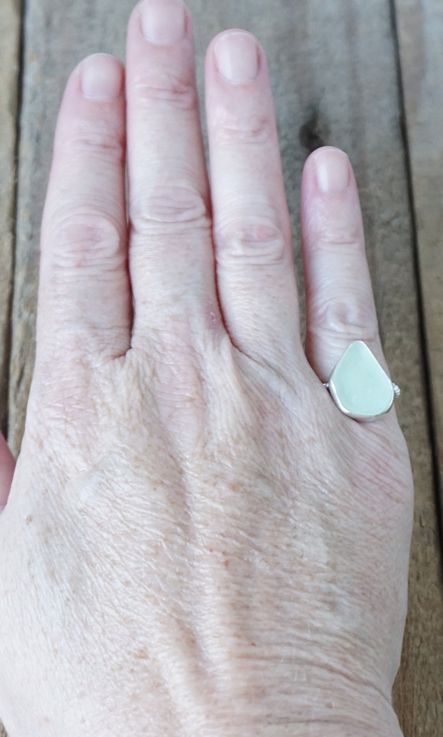 Size 5 1/4 Seafoam Green Sea Glass Stacking Ring