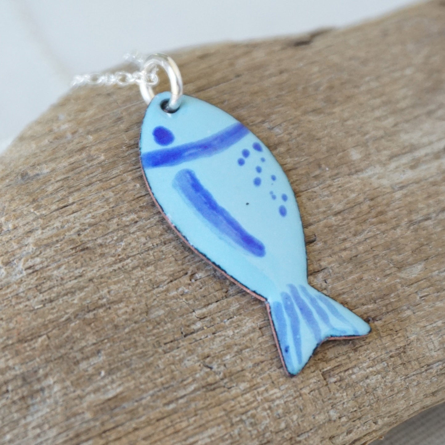 Light Blue Enamel Fish Necklace