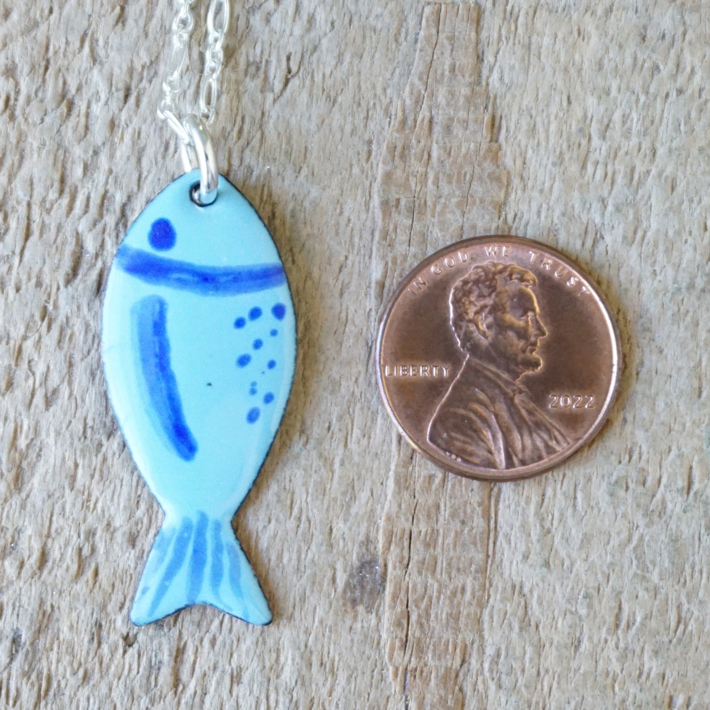 Light Blue Enamel Fish Necklace