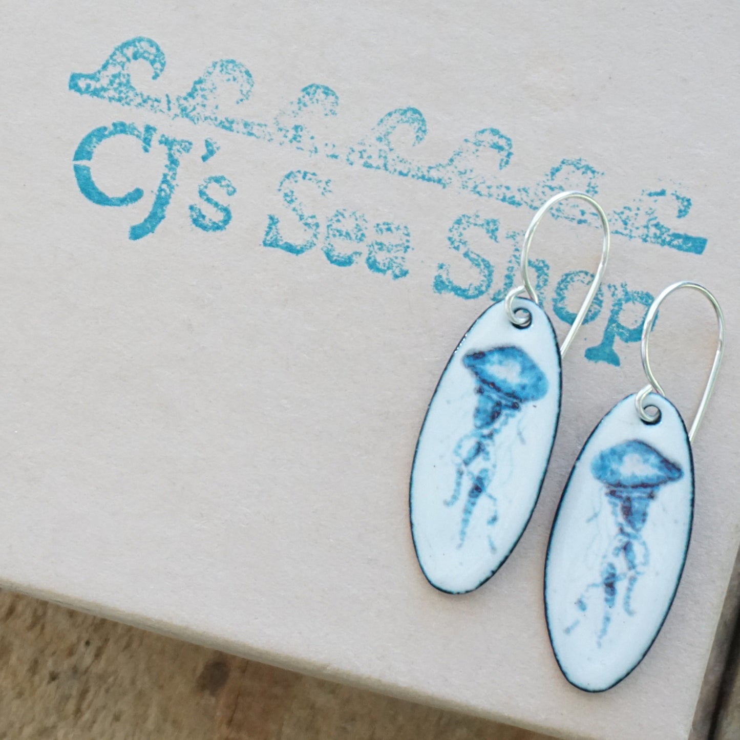 White Enamel Jellyfish Earrings