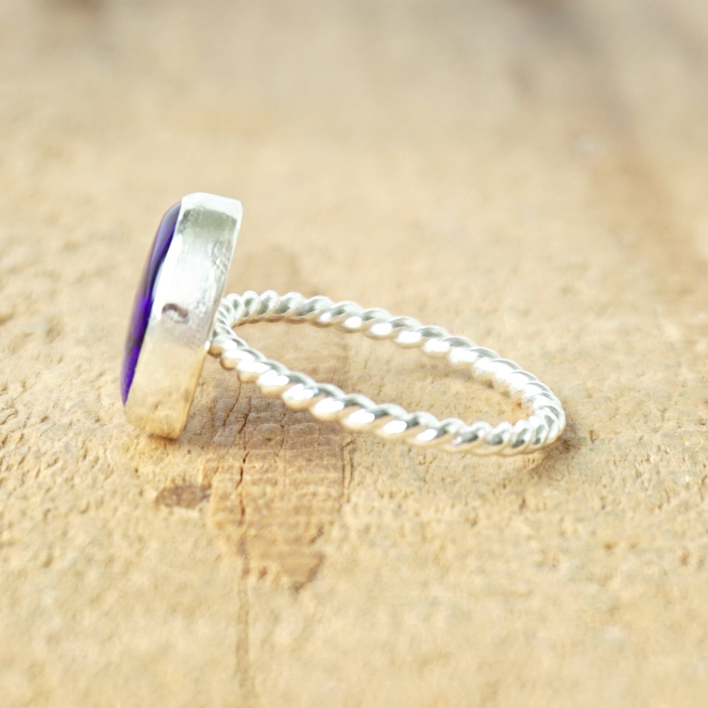 Size 8 3/4 Cobalt Blue Antique Glass Stacking Ring