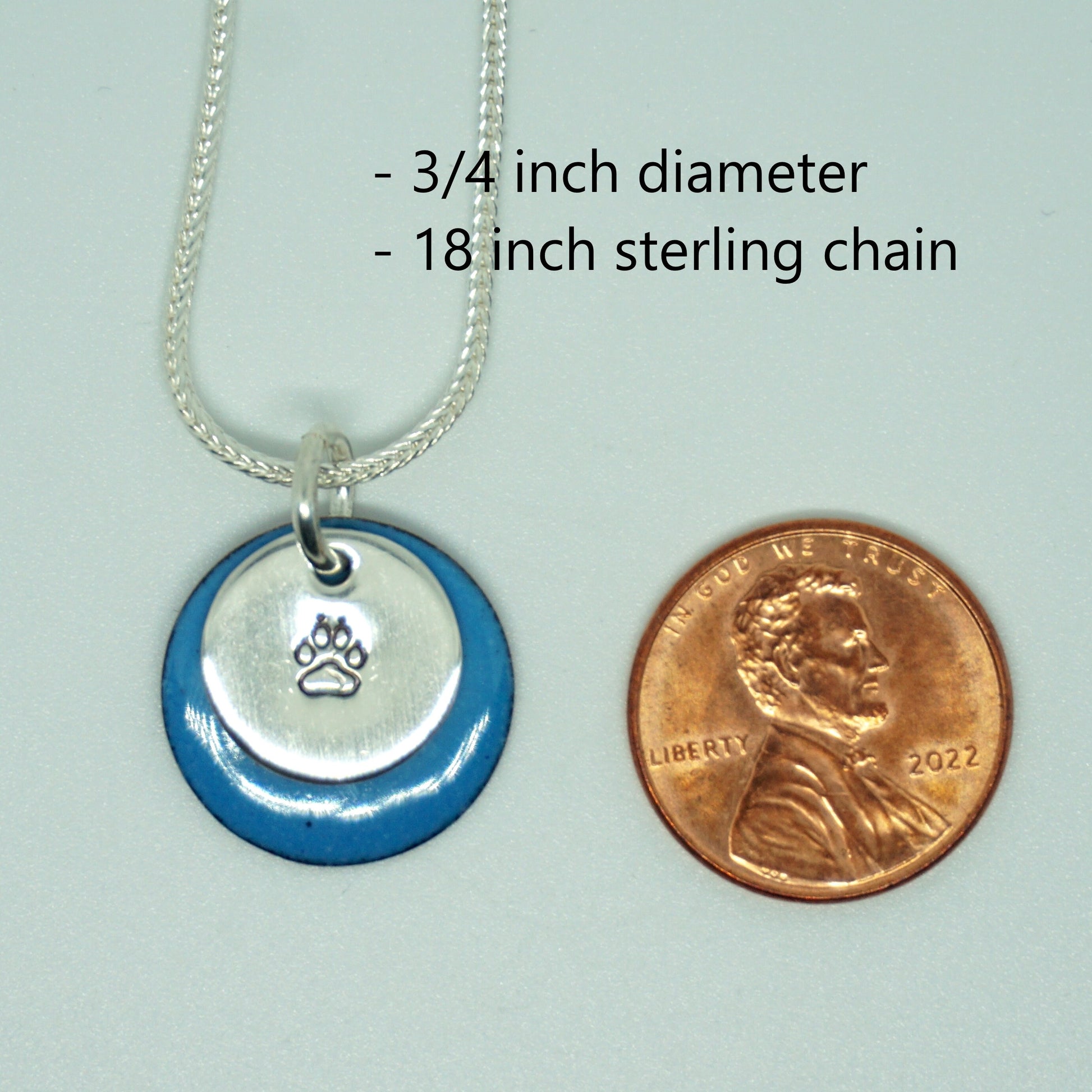 Hand Stamped Sterling Silver Paw Print on Enamel Pendant - Choose Your Color - Cat Paw, Dog Paw, Tiger Paw, Wolf Paw Enamel Necklace