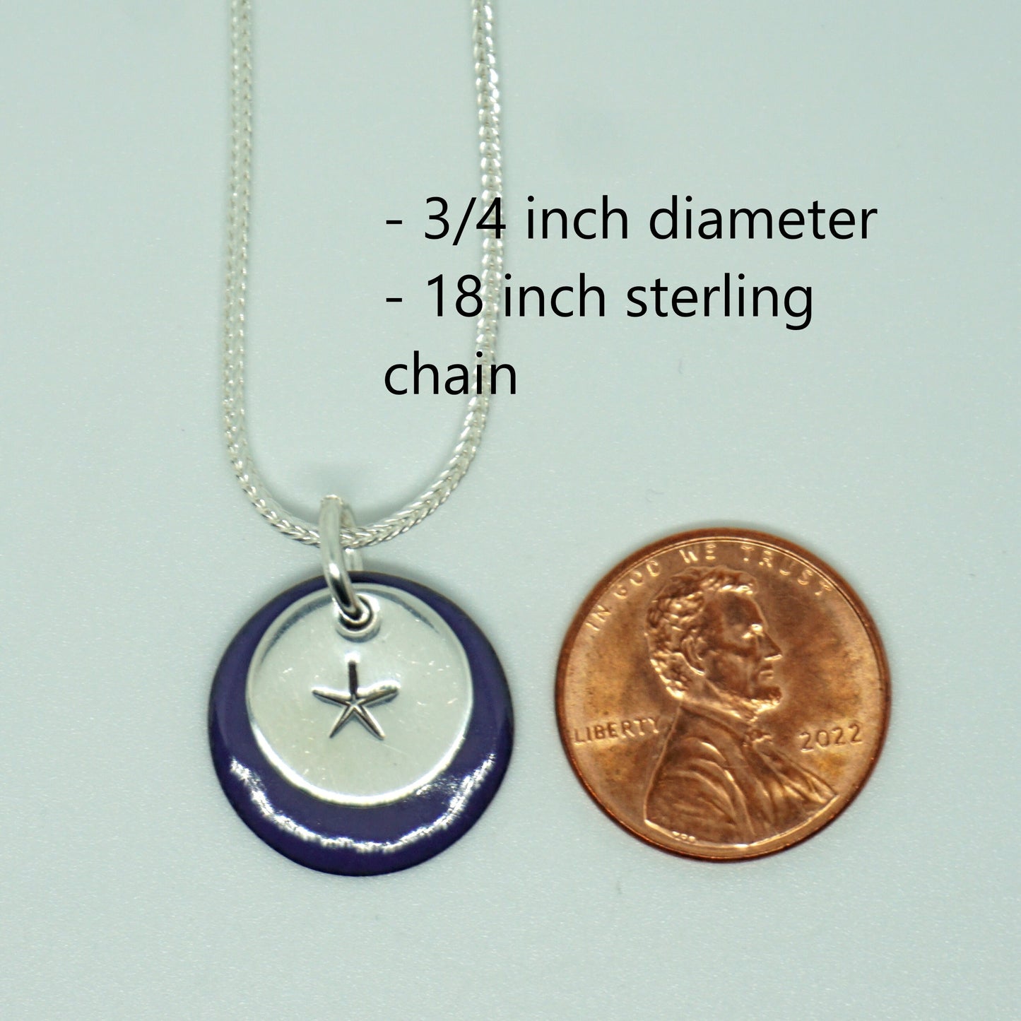 Hand Stamped Sterling Silver Starfish on Enamel Pendant - Choose Your Color - Enamel Necklace