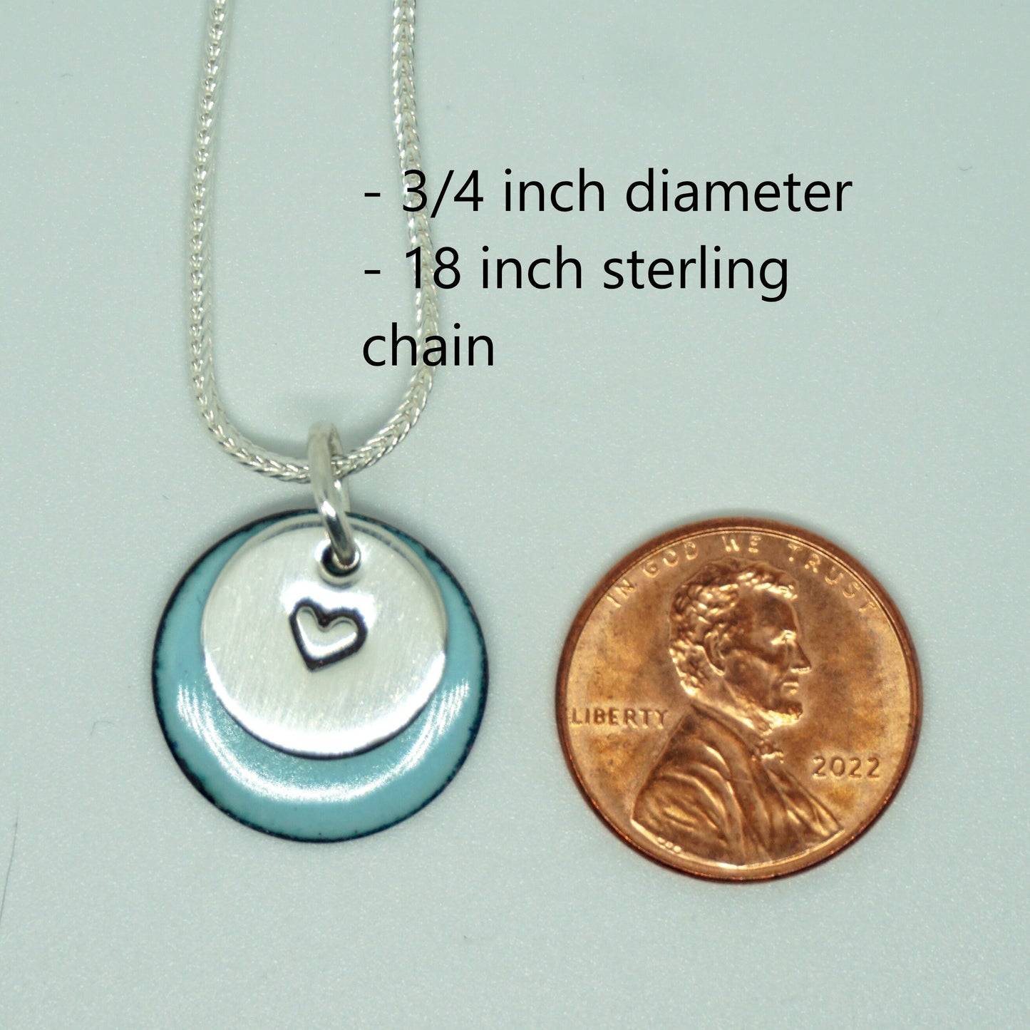 Hand Stamped Sterling Silver Heart on Enamel Pendant - Create Your Own - Enamel Necklace, Enamel Jewelry, Heart Jewelry, Heart Necklace