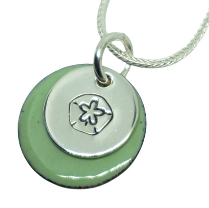 Hand Stamped Sterling Silver Sand Dollar on Enamel Pendant - Create Your Own