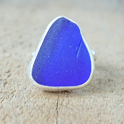 Size 8 1/2 Cobalt Blue Sea Glass Statement Ring