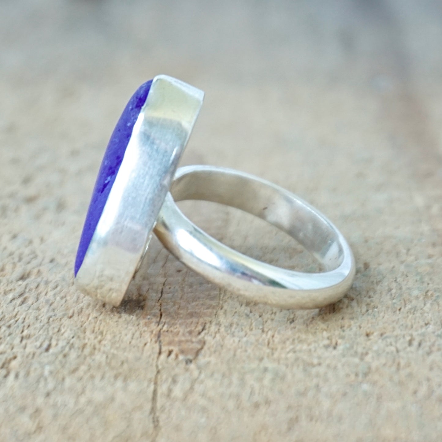 Size 8 1/2 Cobalt Blue Sea Glass Statement Ring