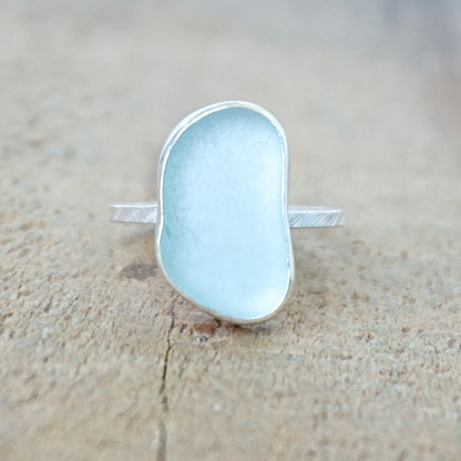 Size 8 1/4 Soft Aqua Blue Sea Glass Stacking Ring