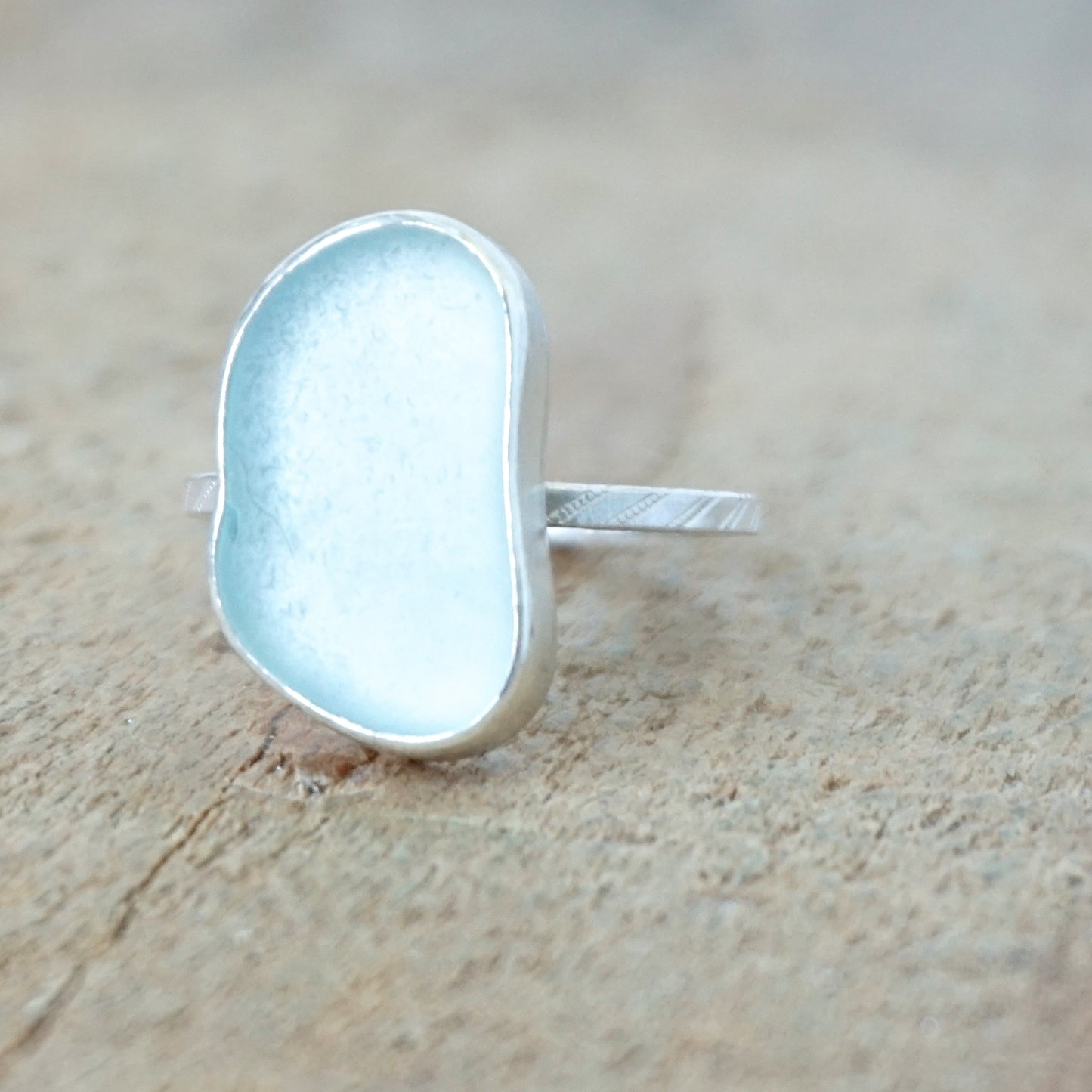 Size 8 1/4 Soft Aqua Blue Sea Glass Stacking Ring