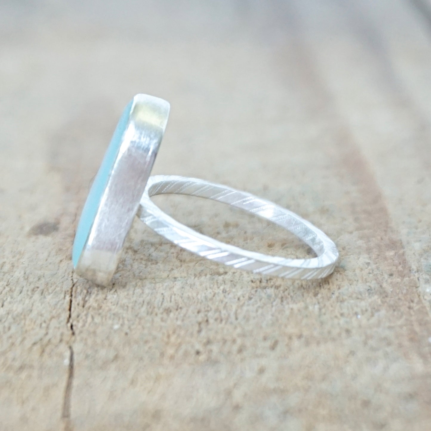 Size 8 1/4 Soft Aqua Blue Sea Glass Stacking Ring