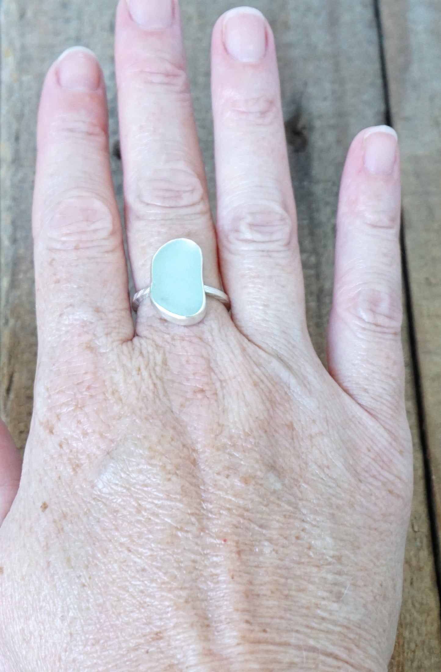 Size 8 1/4 Soft Aqua Blue Sea Glass Stacking Ring