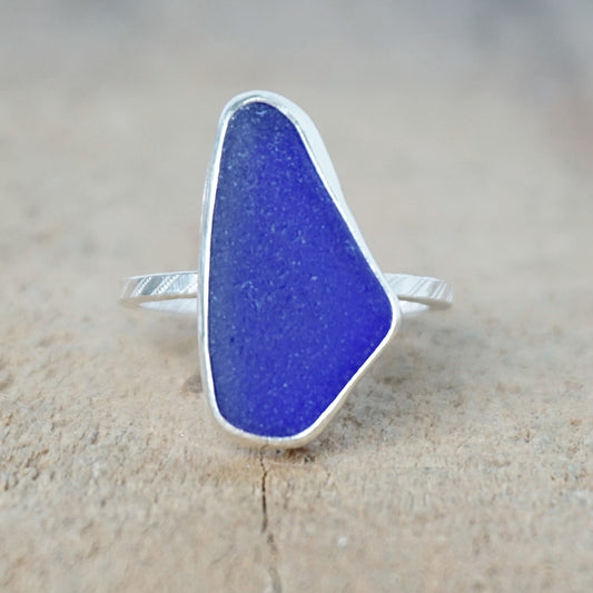 Size 9 1/4 Cobalt Blue Sea Glass Stacking Ring