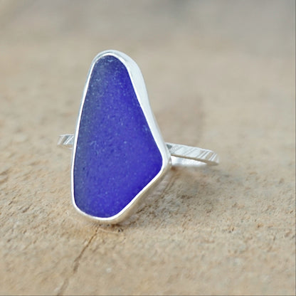 Size 9 1/4 Cobalt Blue Sea Glass Stacking Ring