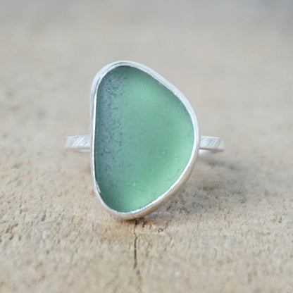 Size 6 Dark Green Sea Glass Ring