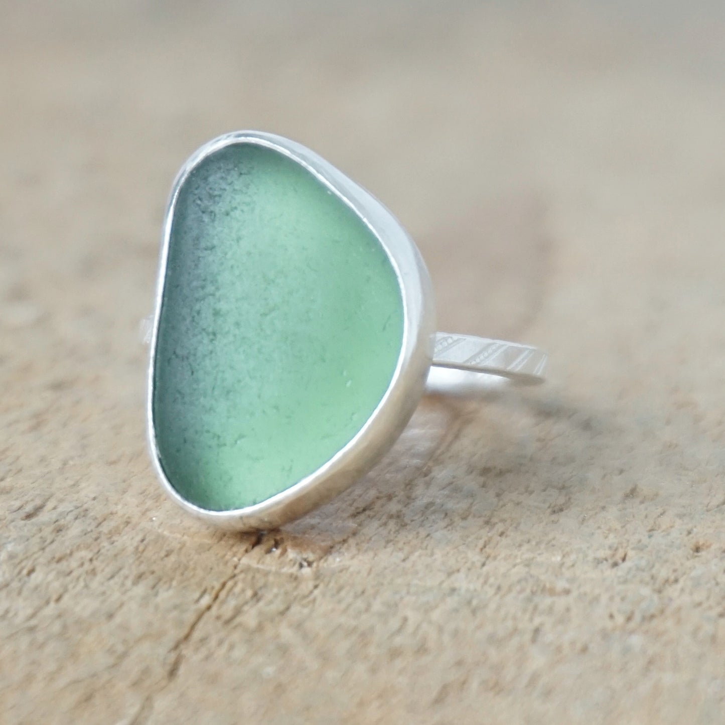 Size 6 Dark Green Sea Glass Ring