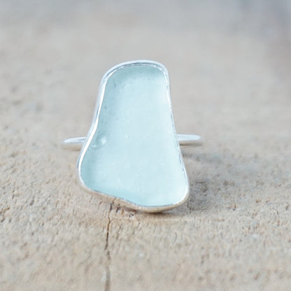 Size 7 Soft Aqua Blue Sea Glass Stacking Ring