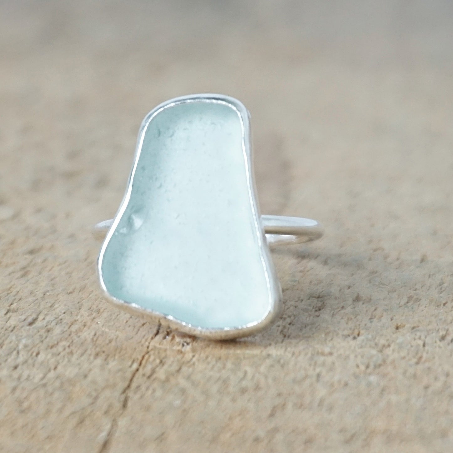 Size 7 Soft Aqua Blue Sea Glass Stacking Ring