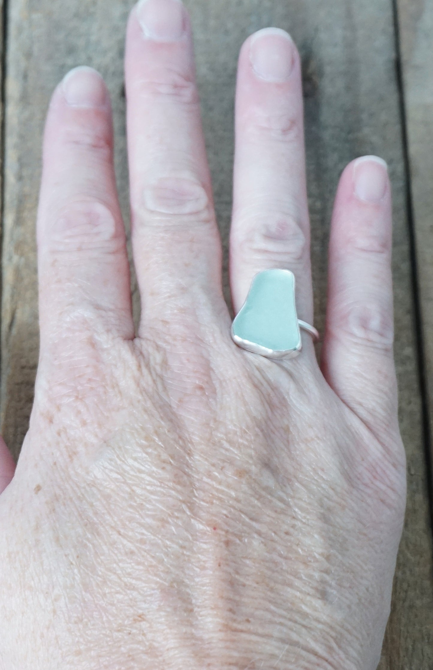 Size 7 Soft Aqua Blue Sea Glass Stacking Ring