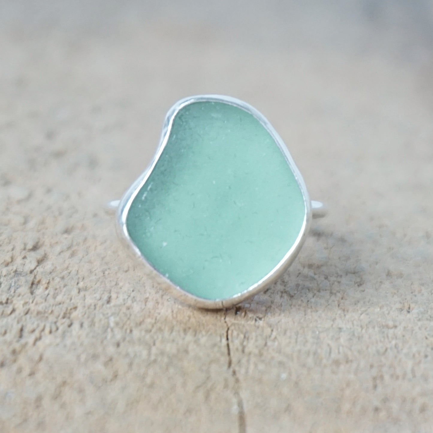 Size 8 Sage Green Sea Glass Stacking Ring