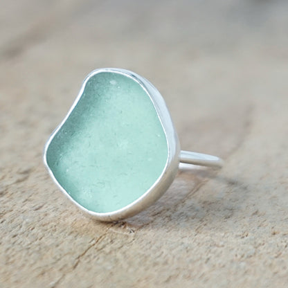 Size 8 Sage Green Sea Glass Stacking Ring