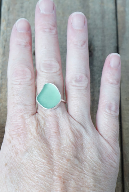 Size 8 Sage Green Sea Glass Stacking Ring