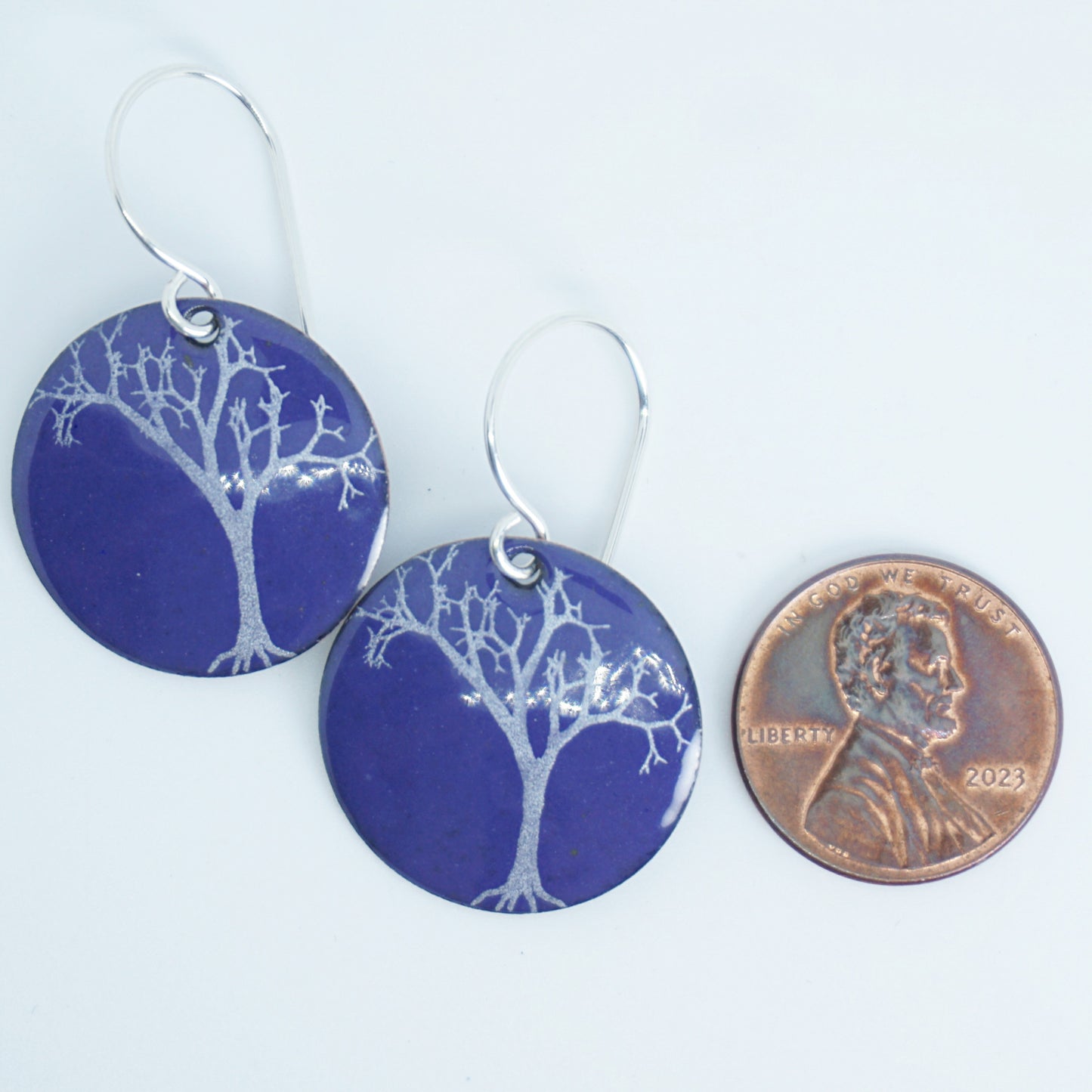 CLEARANCE Spooky Trees on Purple Enamel Disc Earrings