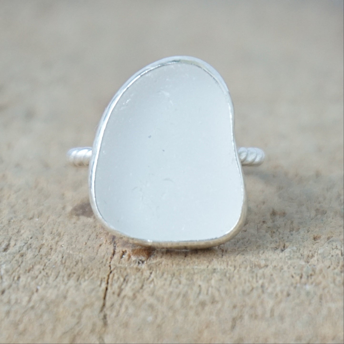 Size 6 1/2 Clear Sea Glass Stacking Ring