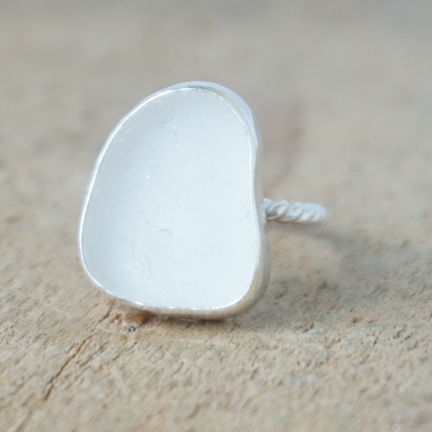 Size 6 1/2 Clear Sea Glass Stacking Ring