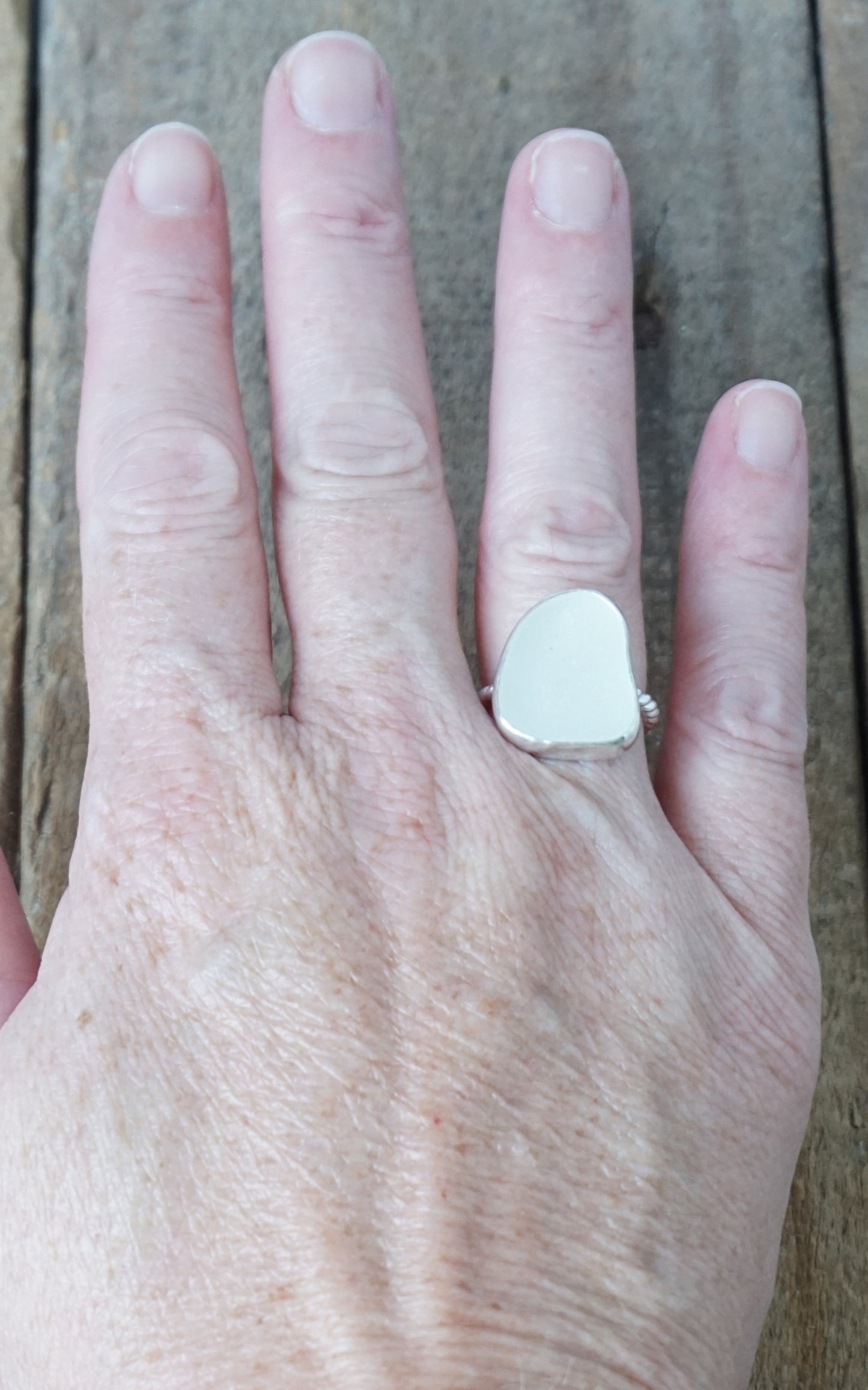 Size 6 1/2 Clear Sea Glass Stacking Ring