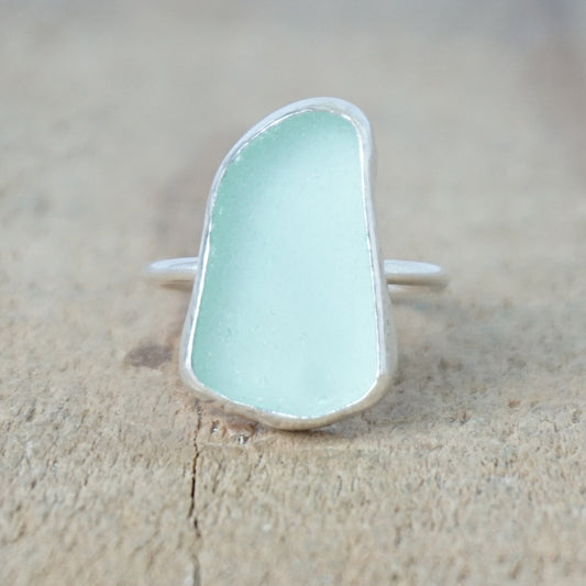 Size 7 1/4 Seafoam Green Sea Glass Stacking Ring