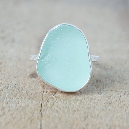 Size 9 Seafoam Green Sea Glass Stacking Ring