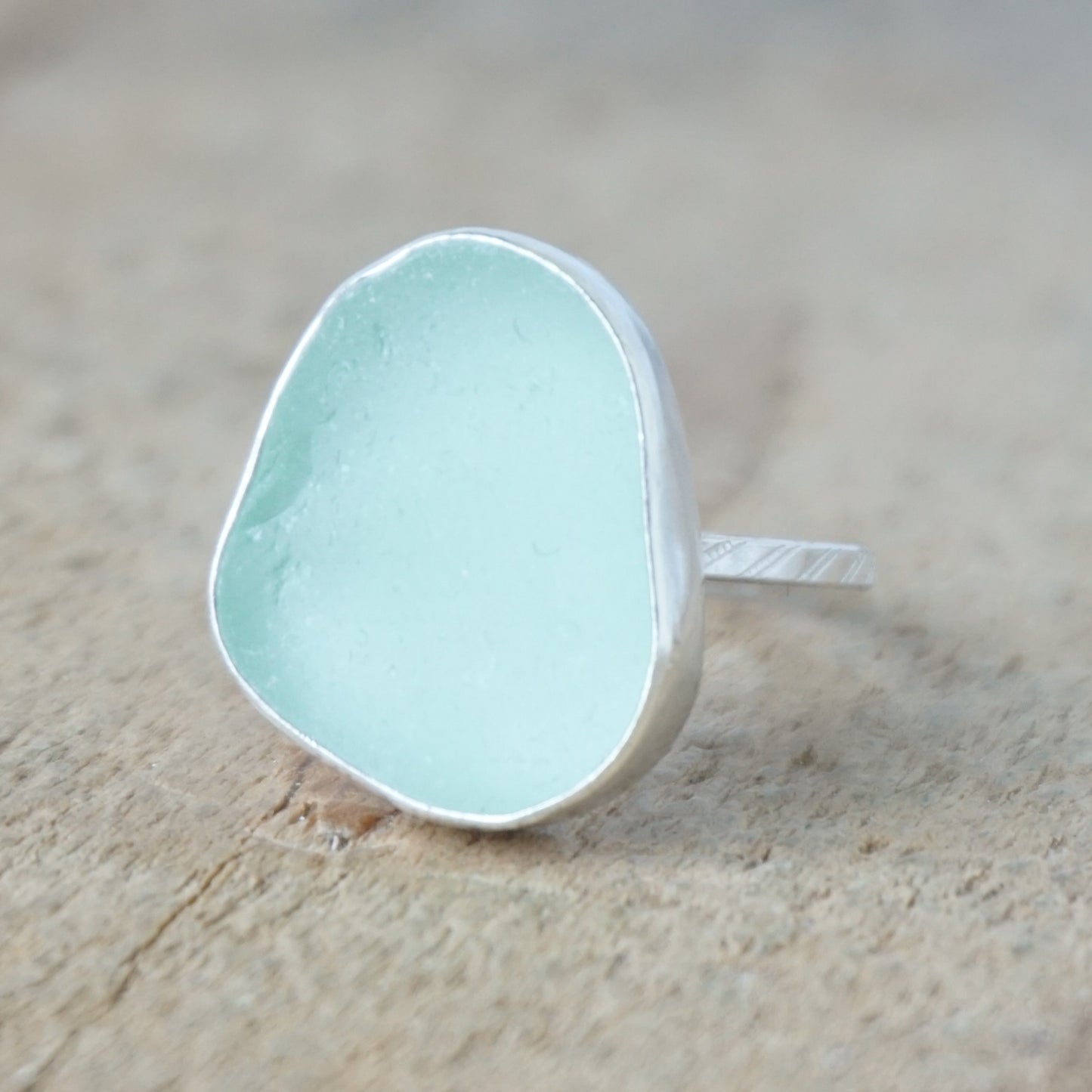 Size 9 Seafoam Green Sea Glass Stacking Ring