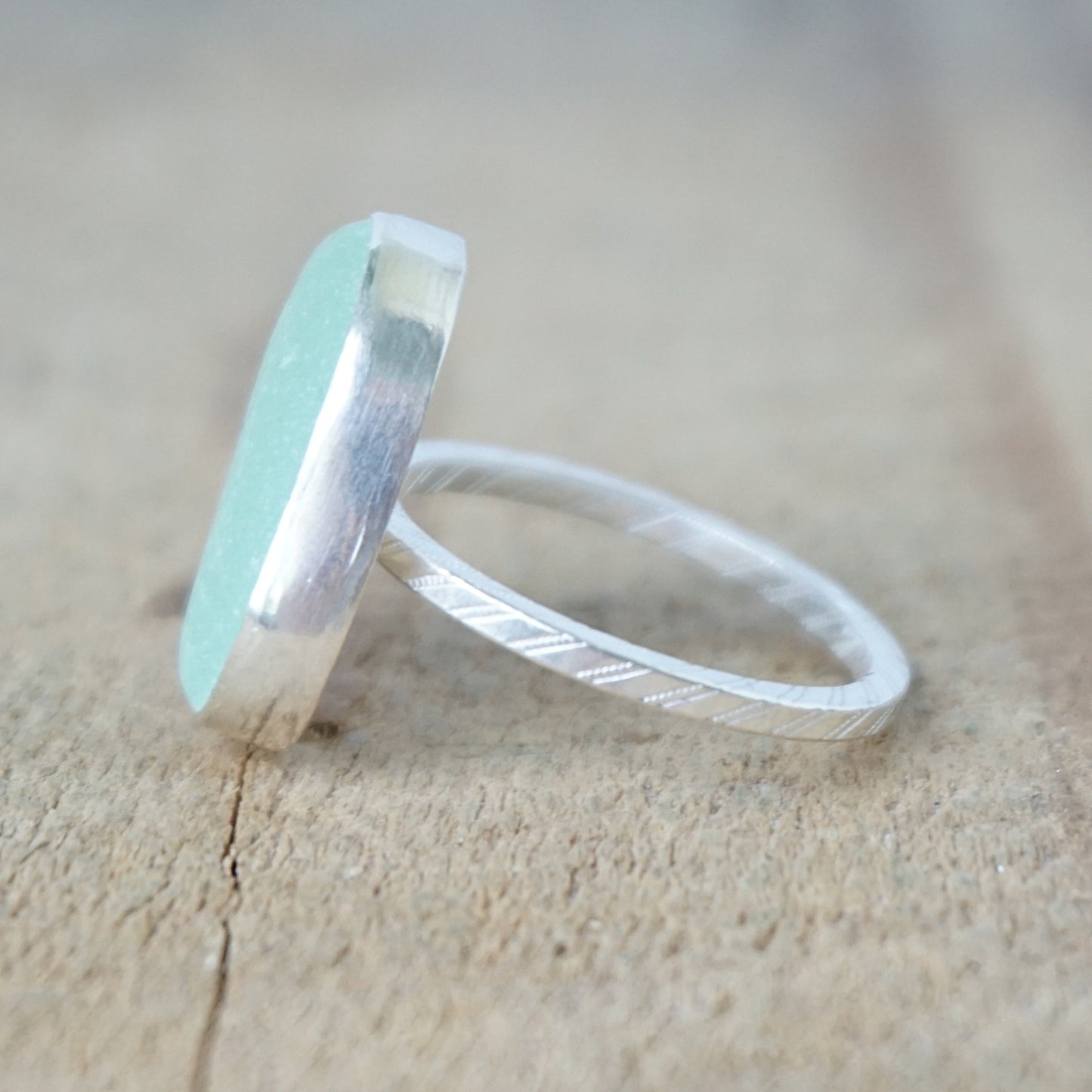 Size 9 Seafoam Green Sea Glass Stacking Ring