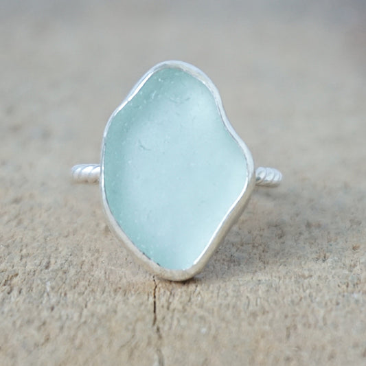 Size 7 3/4 Seafoam Green Sea Glass Stacking Ring