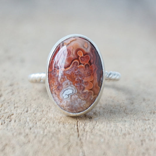 Size 7 Crazy Lace Agate Stacking Ring