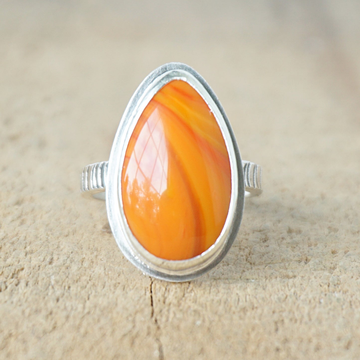 Size 7 Orange Rosarita Statement Ring