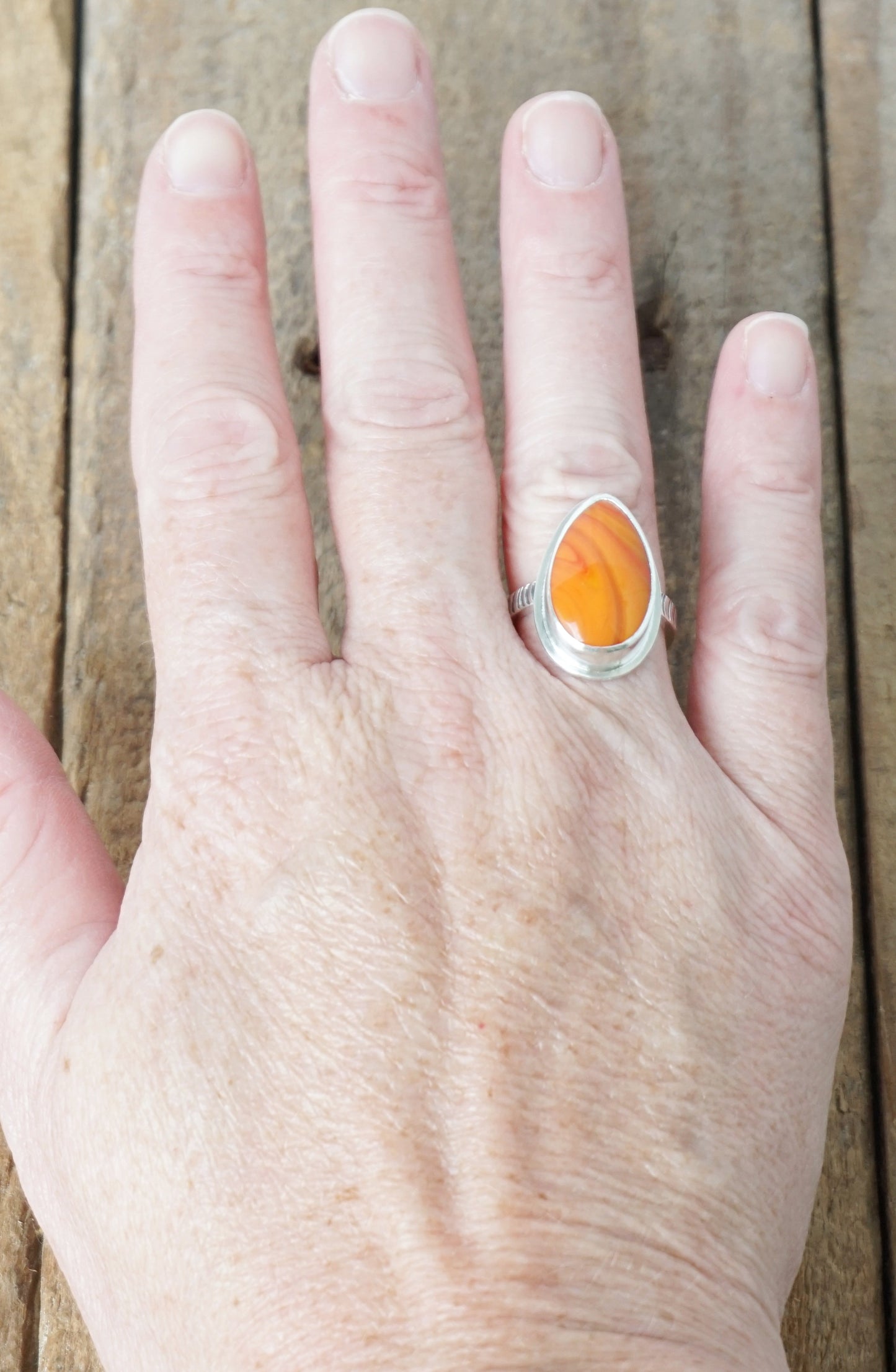 Size 7 Orange Rosarita Statement Ring